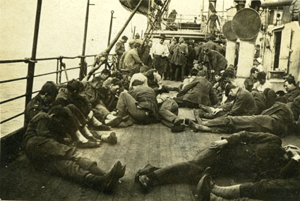 Soldiers resting on SS Corinthic